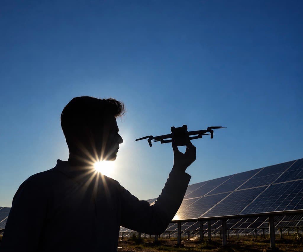 Solar drone over panels